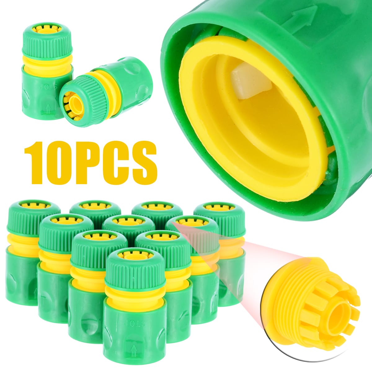 Mayitr 10 tükki 1/2" kiirühendusega adapterid aiavooliku jaoks, PP plastikust, külmakindel ja purunemiskindel, lihtne paigaldus, ideaalne aedade niisutamiseks ja auto pesemiseks.