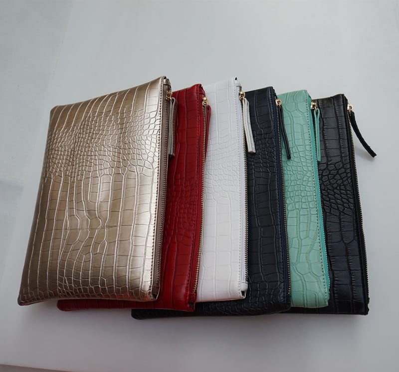 Suure mustriga krokodillinahast stiilis naiste clutch kott, valmistatud PU nahast.