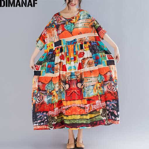 Avar värviline kleit, suvine puuvillane sundress, suuruses 5XL 6XL, naistele, casual stiilis, ideaalne puhkuseks.