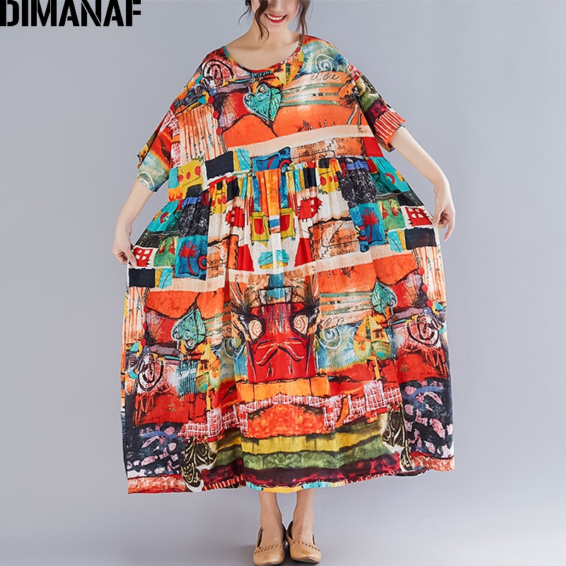 Avar värviline kleit, suvine puuvillane sundress, suuruses 5XL 6XL, naistele, casual stiilis, ideaalne puhkuseks.