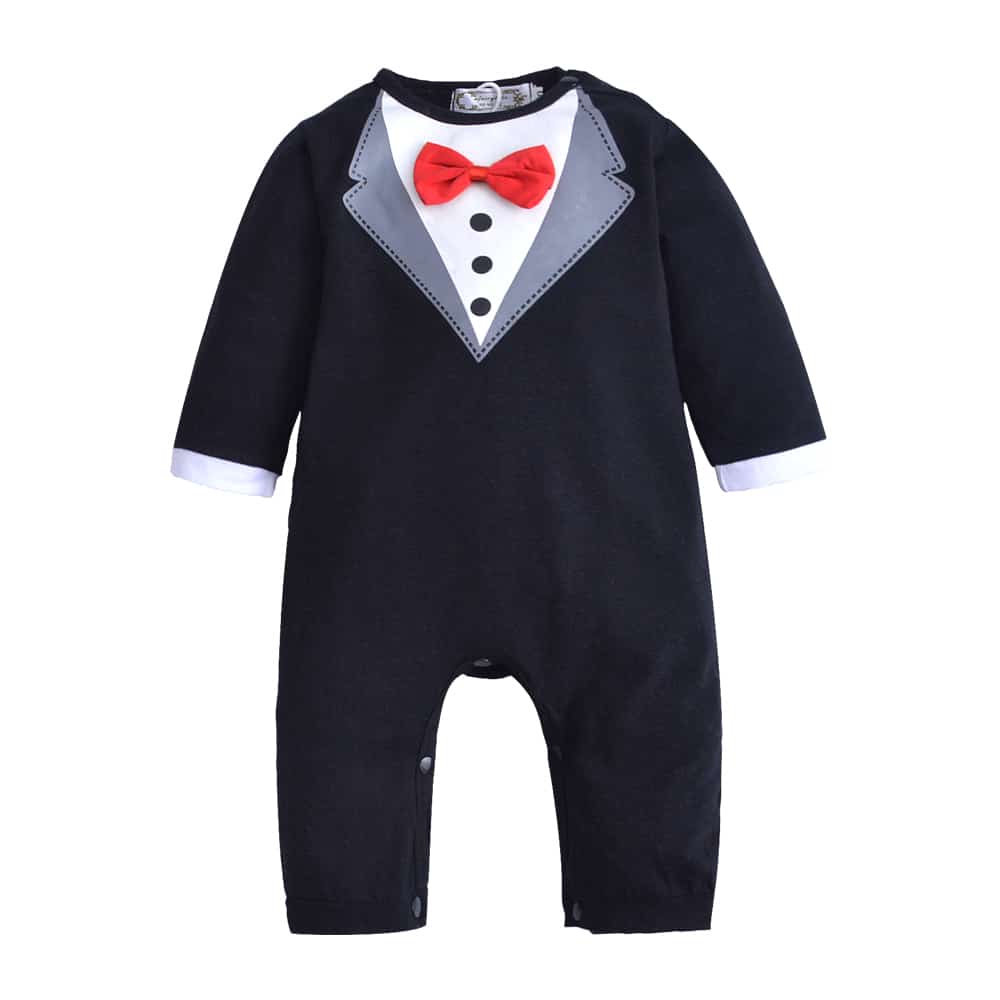 Ülikonna stiilis body poistele koos kikilipsuga, säravvalge ja elegantne, väikelastele mõeldud jumpsuit.