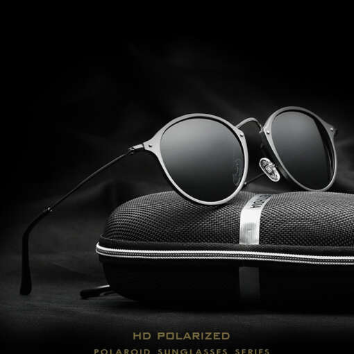 Ümmarguste läätsedega päikeseprillid VEITHDIA vintage stiilis polariseeritud klaasidega unisex mudelina.