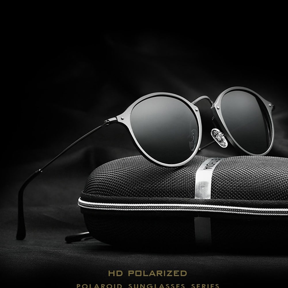 Ümmarguste läätsedega päikeseprillid VEITHDIA vintage stiilis polariseeritud klaasidega unisex mudelina.