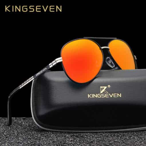 HD polariseeritud meeste päikeseprillid stiliseeritud KINGSEVEN disainiga, sobivad juhtimiseks ja vabaajategevusteks, reljeefse logoga, unisex stiil.