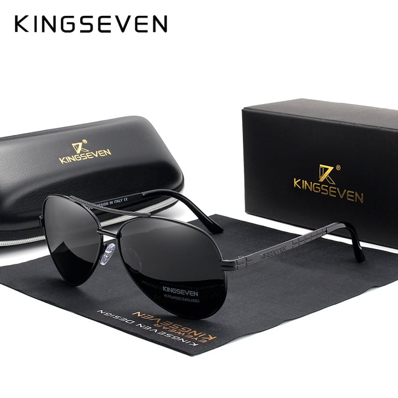 Stiilsed HD polariseeritud prillid meestele, KINGSEVEN 2019 uus disain, lennunduse sulamist raam, UV400 kaitse.
