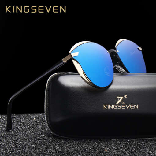 KINGSEVEN moodsa stiiliga naiste polariseeritud päikeseprillid, kassisilma kujundusega, peegelkattega läätsed, elegantsed ja pilkupüüdvad naiste aksessuaarid.