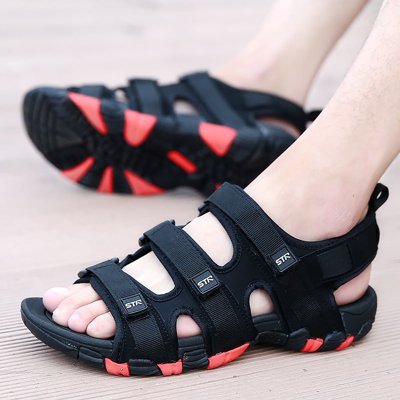 kolme krõpsuga meeste mustad sandaalid suveks veekindlad ja vabaaja rannajalatsid suuruses 39-44