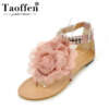 Suure lillega sandaalid, naiste suvised boho stiilis lillekaunistustega sandaalid flat tallaga, suurused 34-43.