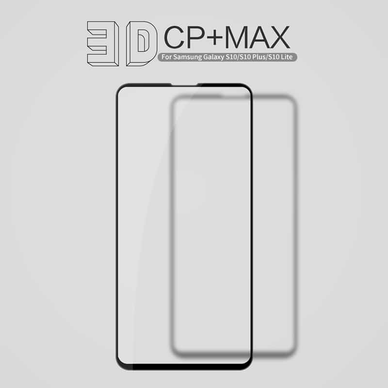 Nillkin kaitseklaas Samsung Galaxy S10, S10e ja S10 Plus jaoks, 3D CP+ Max 9H, 0.33mm paksus, täielikult kaetud ekraanikaitse.