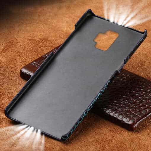 Ehtsast nahast poolkaitse telefoniümbris Samsung S9-le, Note, S8, S7 Edge, S10 ja A70-le, krokodillinaha mustriga ja kukkumiskindel.