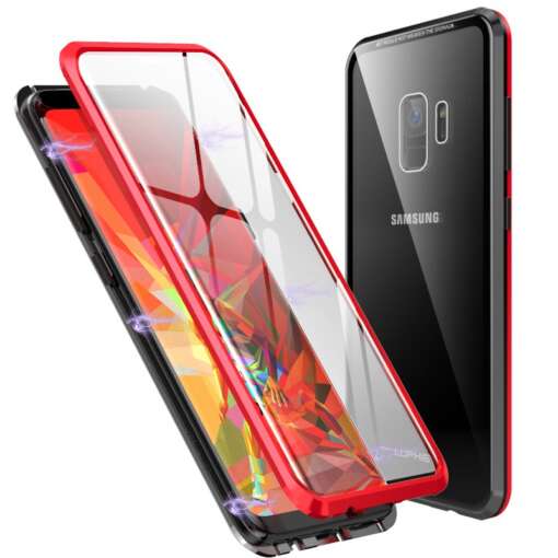 Esi- ja tagaklaasiga 360-kraadine kaitsekorpus Samsung Galaxy S8 S9 S10 Plus S10e Note 9 8, magnetilise adsorptsiooniga metallist ümbris.