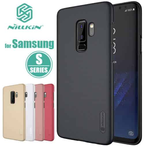 Nillkin Frosted Shield ümbris Samsung Galaxy S10 jaoks, must disain, tagakülg, kaitseb telefoni kriimustuste eest.