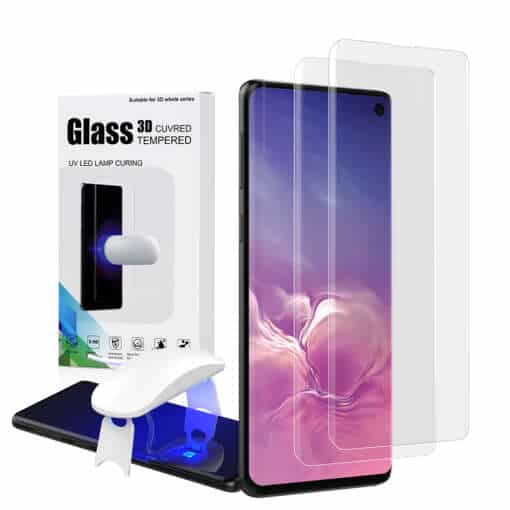 Kaitseklaas Samsung Galaxy S10, S10 Plus, S10 5G-le, täiskate, sõrmejälje tuvastusega, UV karastatud klaas