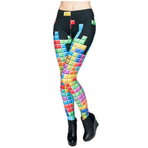 3D retuusid "Tetris" naistele, triibulise mustriga ja sportliku disainiga, sobivad fitnessiks ja talviseks kandmiseks.