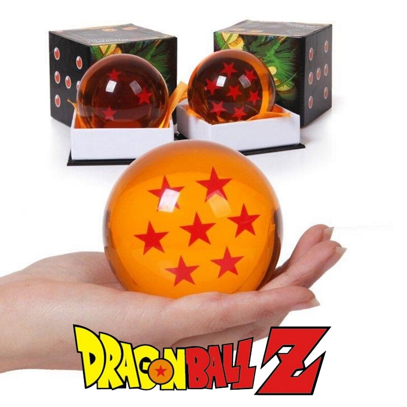 Dragon Ball Z kristallkuul, heleoranž klaaskera, mille sees punased tähed.