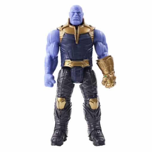 "Marveli" Thanose figuriin värvilises kostüümis, hoiab kindas Infinity kive.