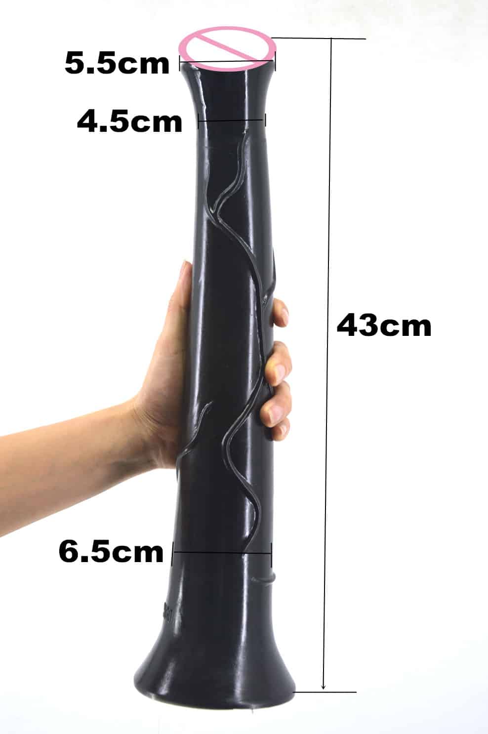 Suur dildo, 43 cm, must, silikoonmaterjal