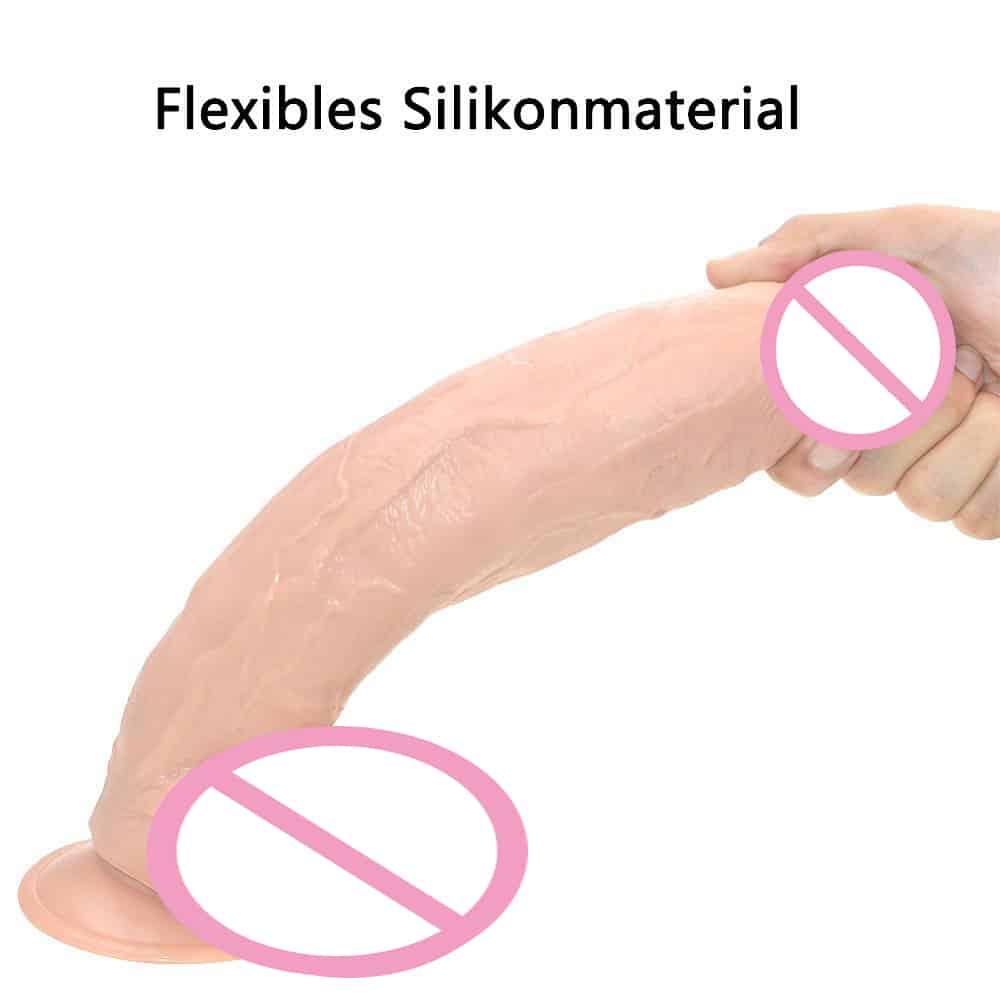 Kvaliteetne suur dildo, realistlik tekstuur, nahatooni värv