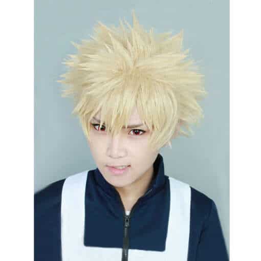 blond cosplay parukas lühikeste sirgete juustega ja tukk pehme sünteetiline materjal sobib anime ja filmitegelaste kostüümidele