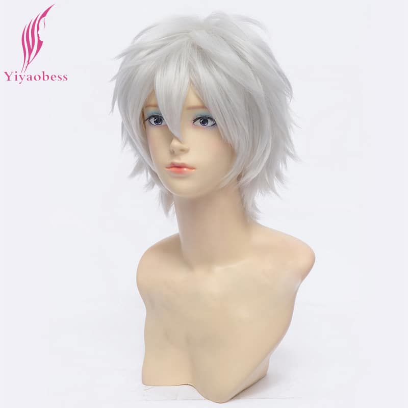 hallikasvalge cosplay parukas mannekeeni peas