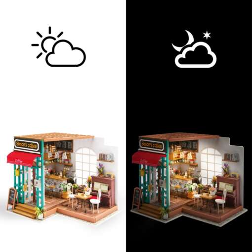 miniatuurne nukumaja kohvik diorama koos mööbli ja väikeste tarvikutega
