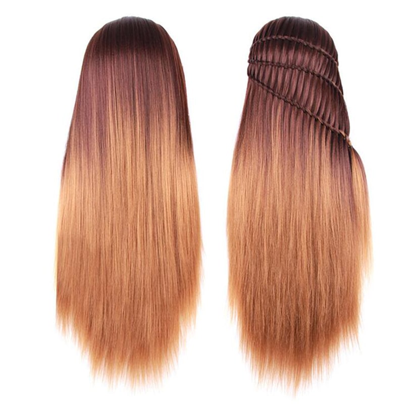 ombre juustega treeningpea pruunide ja blondide toonidega sirged juuksed mannequin peal