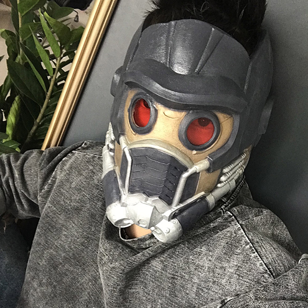 star-lordi mask hallide ja punaste detailidega, musta värvi silmaavad ja reguleeritav rihm