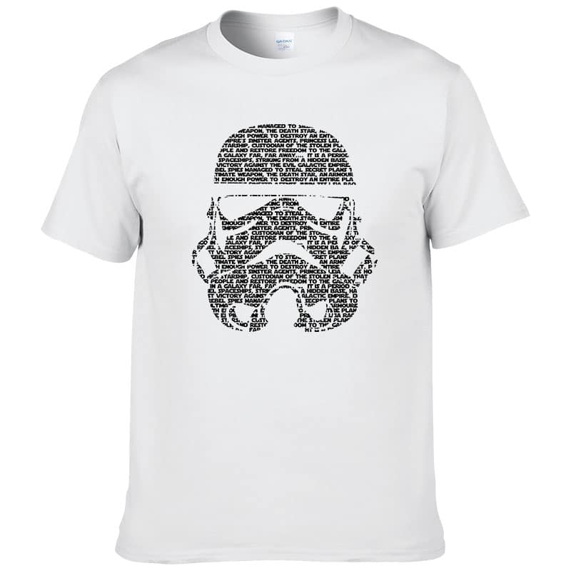 meeste särk stormtrooperiga valge ja musta kujundusega, eestvaade, star wars temaatika, lühikeste varrukatega, puuvillane materjal