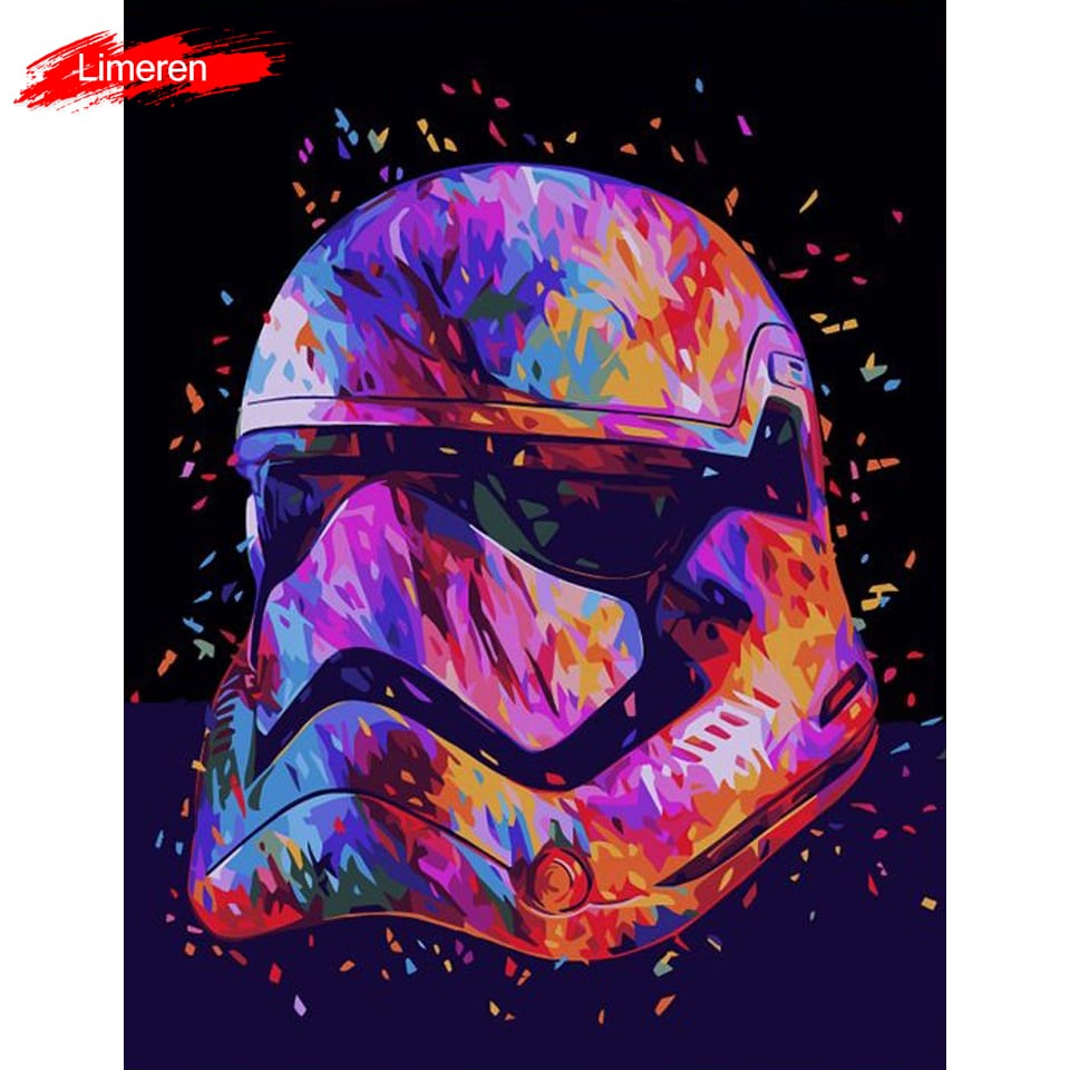 numbrite järgi värvitav pilt star wars teemal koos eristatavate tegelaste ja kosmosetaustaga