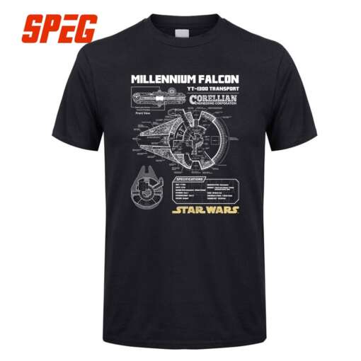 millennium falconiga meeste särk halli värvi ja star warsi teemaline disainiga