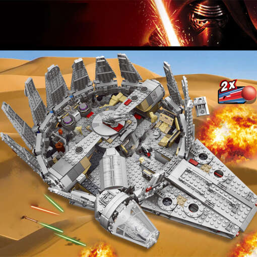 millennium 79211 falcon lego komplekt koos detailse kosmoselaevaga star warsi kollektsiooni jaoks