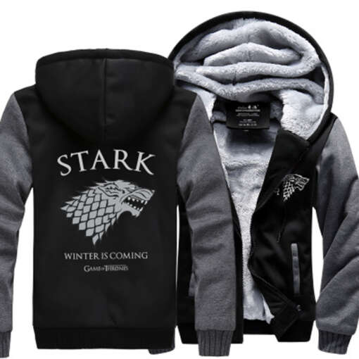 meeste pusa winter is coming musta värvi ja valge kirjaga eestvaade
