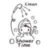 kleebis "shower time" vannituppa seinal veepiiskade ja mullidega