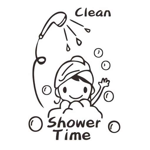 kleebis "shower time" vannituppa seinal veepiiskade ja mullidega