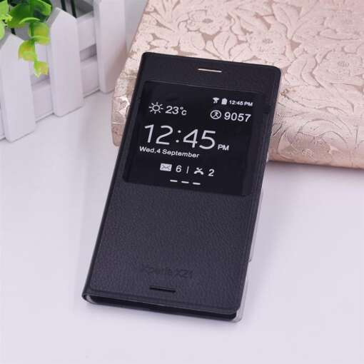 kaaned sony xperia xz1 mustast nahast tekstuuriga