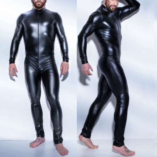 must läikiv bodysuit meestele täispikkuses mannekeenil
