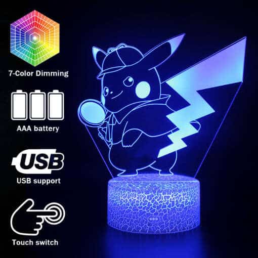 LED lamp Pikachu kollane kuju koos väikeste detailide ja LED valgustusega