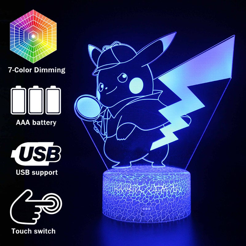 LED lamp Pikachu kollane kuju koos väikeste detailide ja LED valgustusega