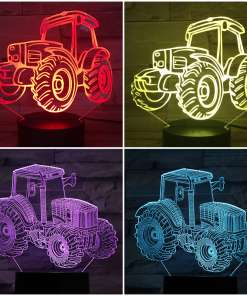 led lambid traktoritega pimedal teel töötamas