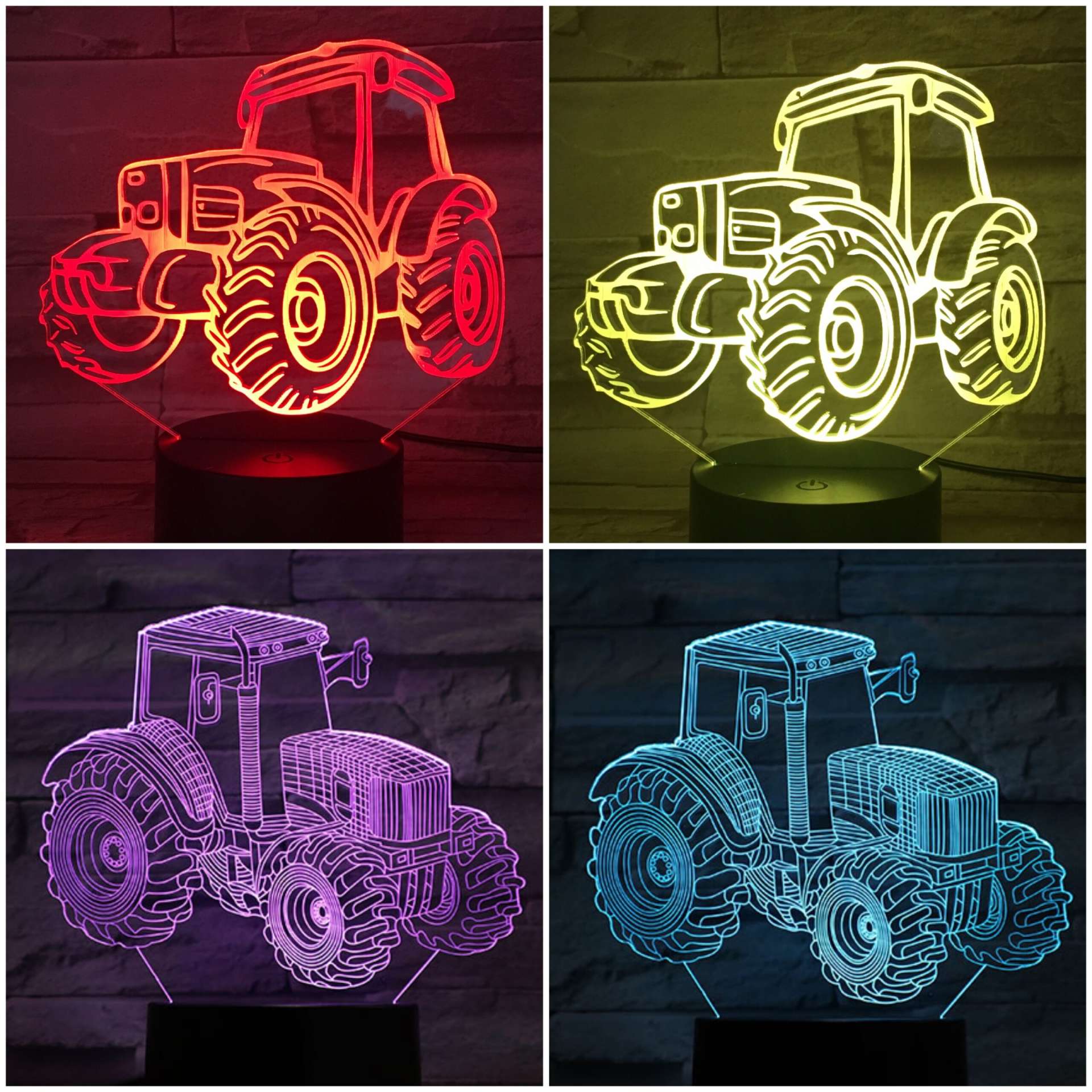 led lambid traktoritega pimedal teel töötamas