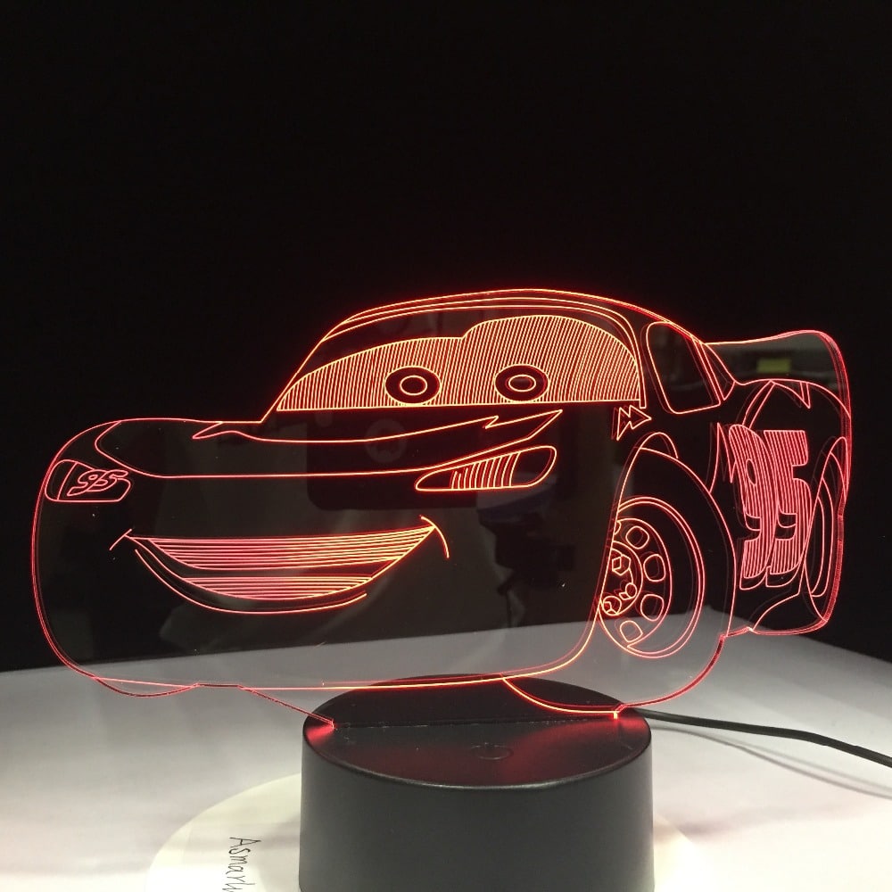 3D lamp auto kujuga, valgustusega dekoratiivne öölamp lapse tuppa