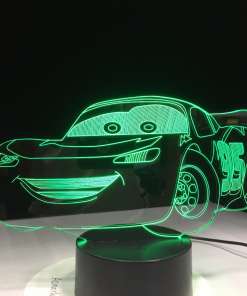 3D lamp auto kuju, sinine valgus, must alus