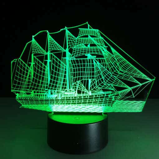 3D lamp laevakujuline valgusti pimedas ruumis