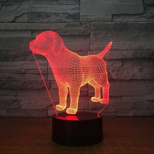 3D lamp koerakujuline öövalgusti puidust alusel