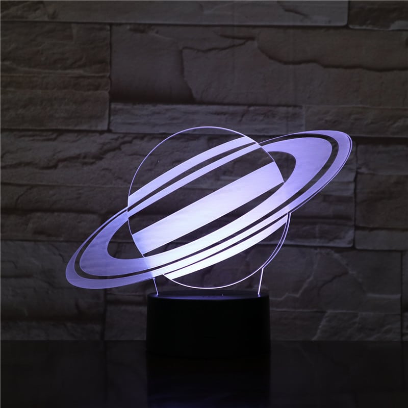 3D lamp planeet hõõgumas pimedas toas