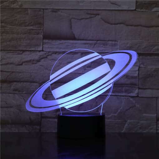 3D lamp planeedimustriga helendav öölamp
