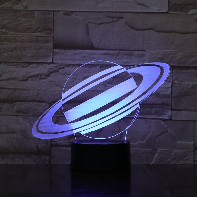 3D lamp planeedimustriga helendav öölamp
