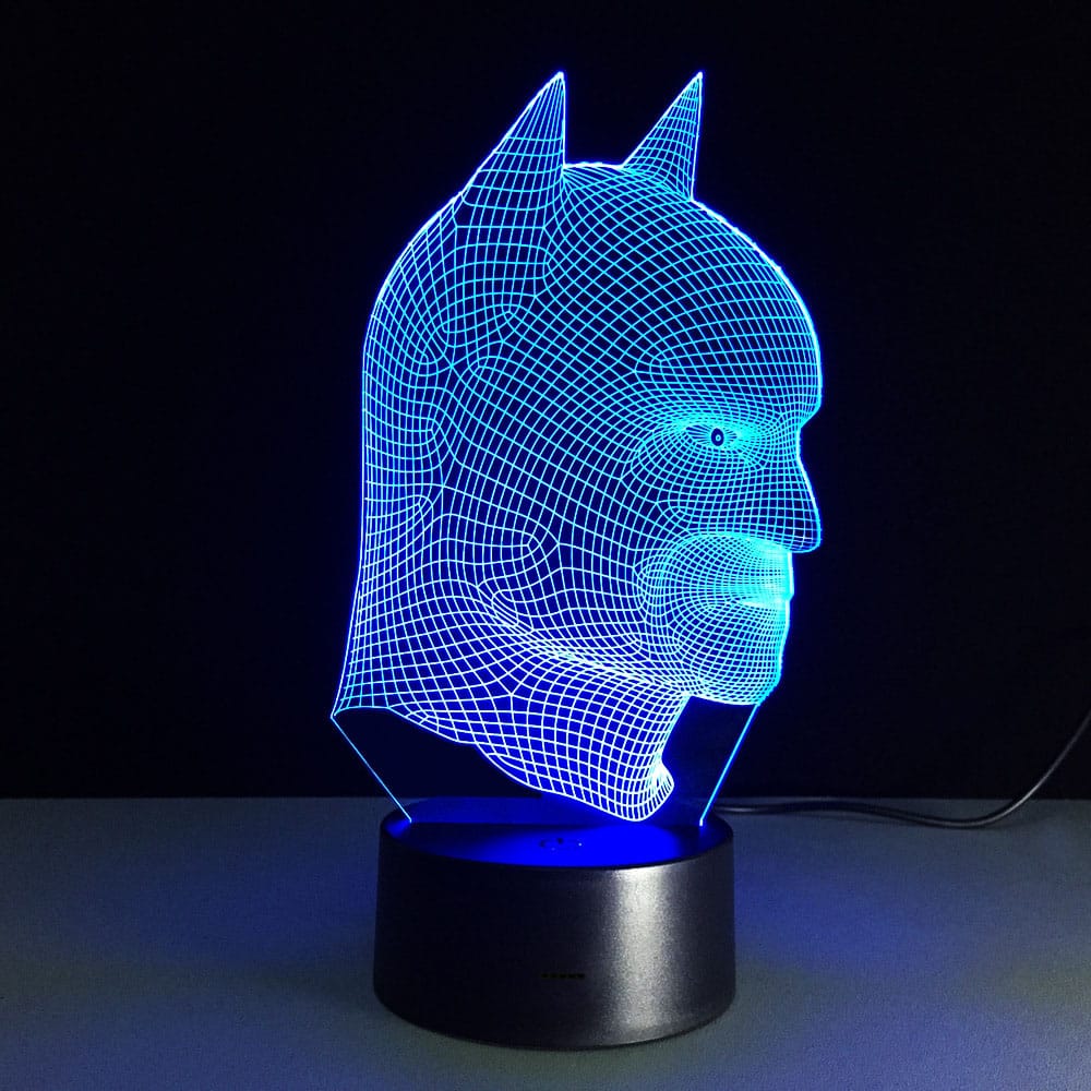 3D lamp batman musta värvi lambikupliga öine valgusfiguur superhero kuju lapsele või fännile kodu- või kontoriruumi jaoks
