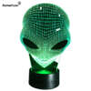 3D lamp tulnukakujuline LED-valgustusega mustal alusel