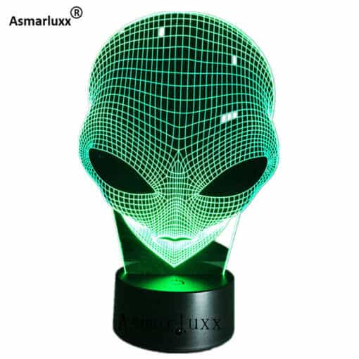 3D lamp tulnukakujuline LED-valgustusega mustal alusel
